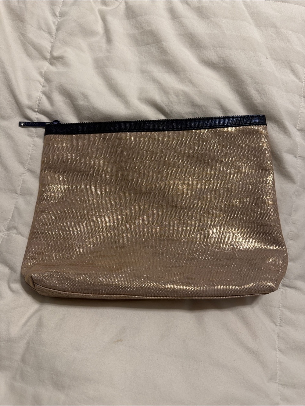 NWT - Lancôme - Rose Gold Cosmetic Pouch with Black Trim